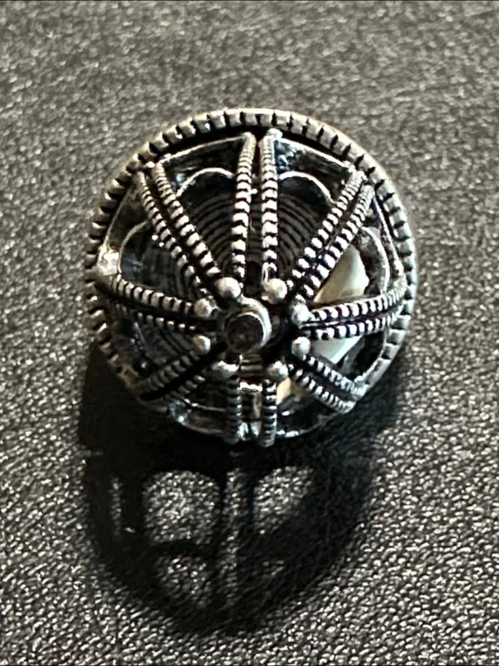Bird In A Cage Silver-Tone Statement Ring